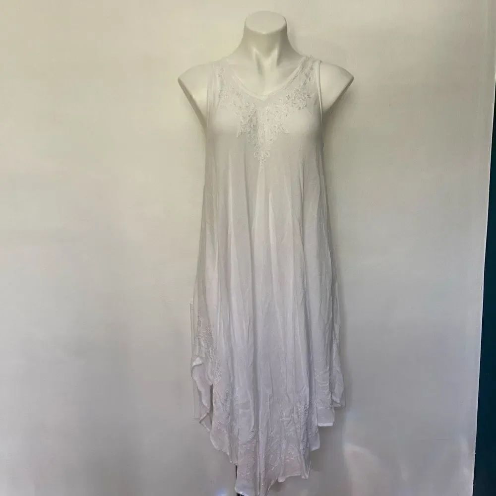Creations white rayon ethereal beaded goddess fairy dress